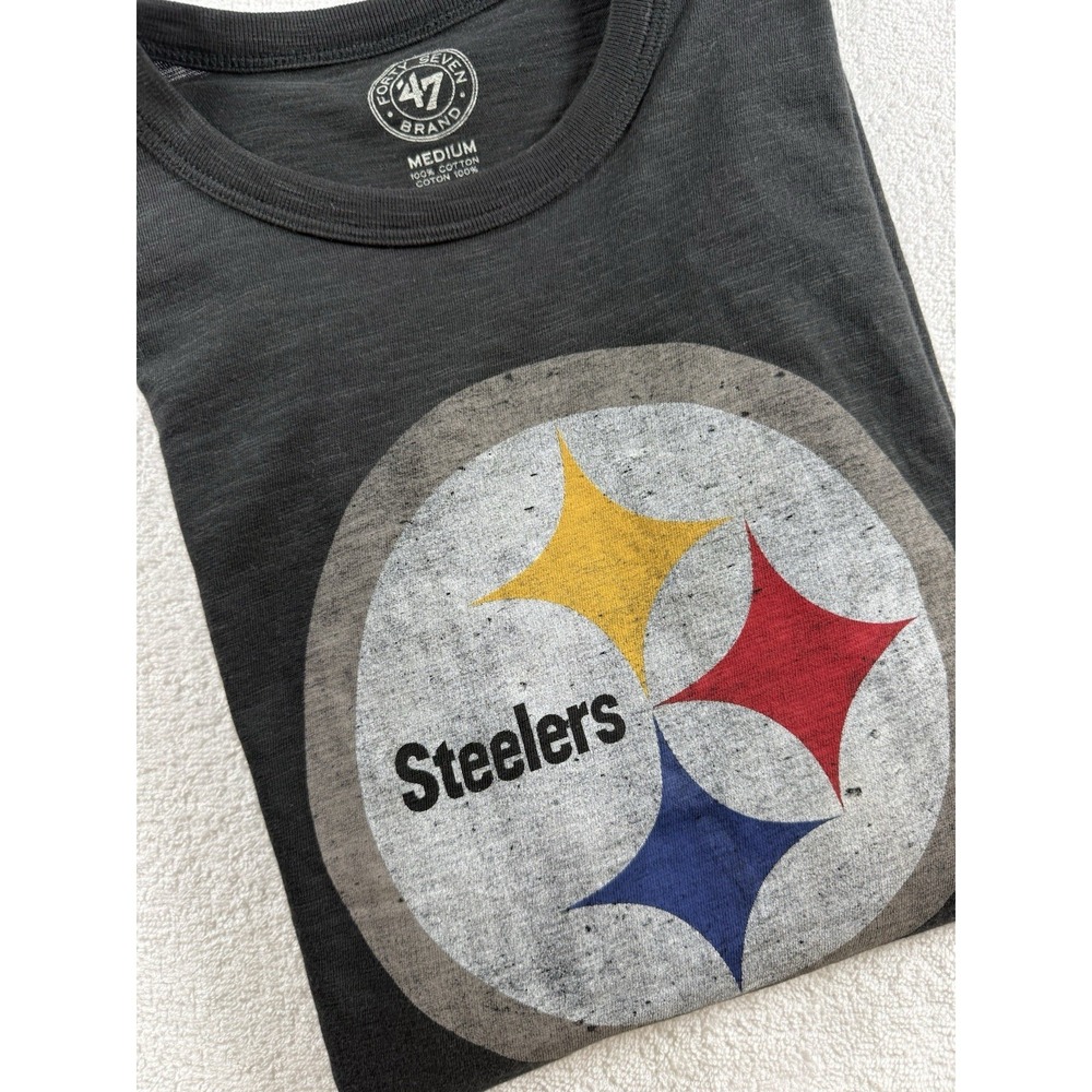 NWT PITTSBURGH STEELERS Football NFL '47 Brand Athletic Training  Black Shirt M
